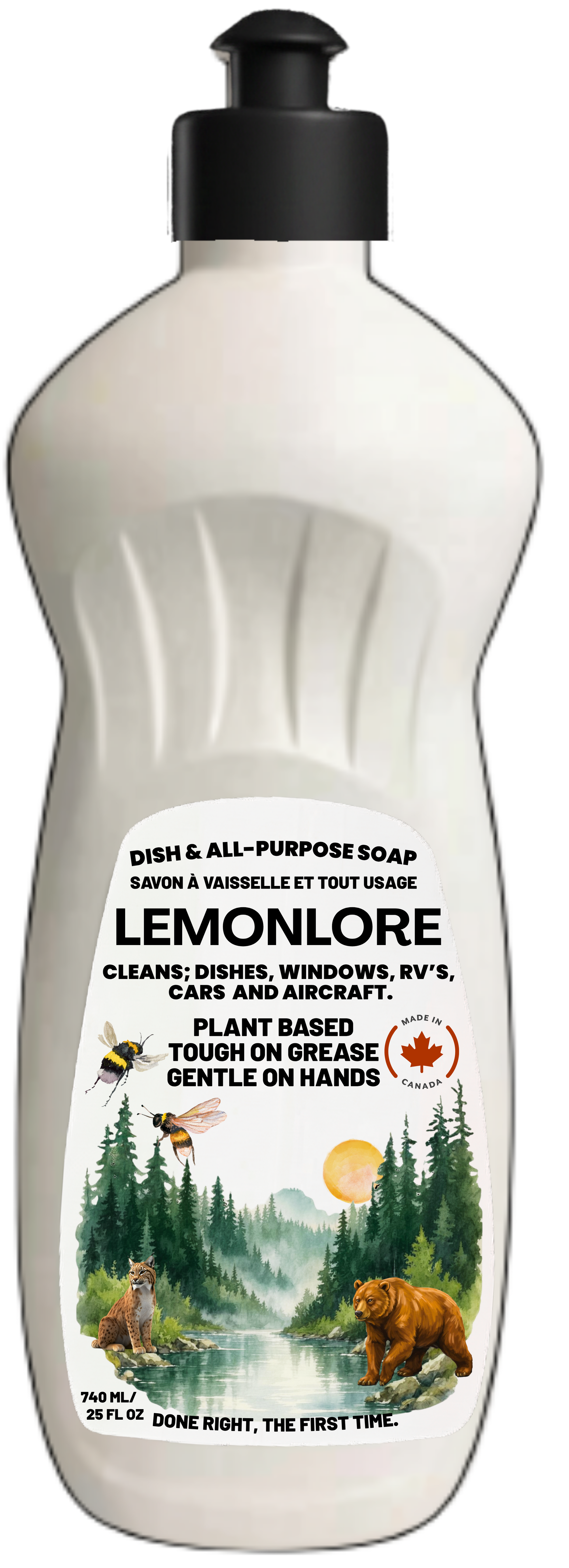 FirstPass LemonLore Dish & All-Purpose Soap 740mL - Plant Based, Made in Canada